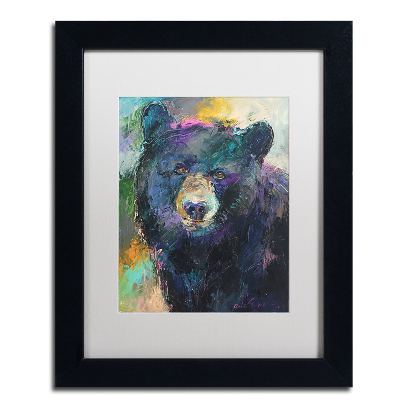 « art bear », impression sur toile, H 14 po x l 11 po x P 0,5 po, Cadre noir, Blanc
