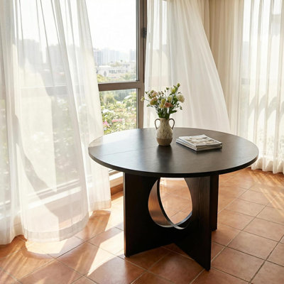 Table de salle à manger ronde pour 4 à 6 personnes - Table de salle à manger de 47 po avec base piédestal robuste