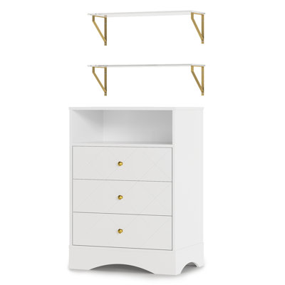 Commode 33 po avec 3 tiroirs et 2 tablettes murales