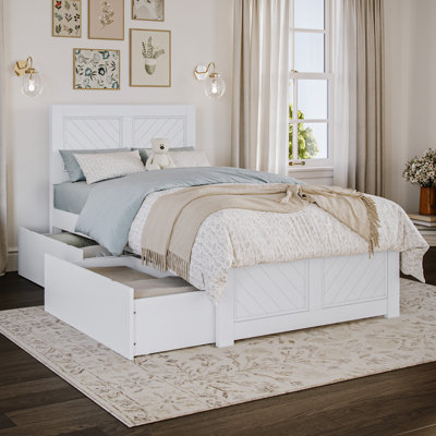 Jeinny Solid Wood Platform Bed with Matching Footboard & Storage Drawers