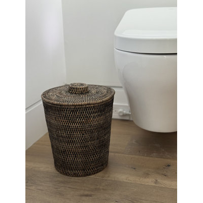 Everard Wicker/Rattan Manual Lift Trash Can