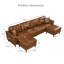 Canapé d'angle en forme de U de 305 cm (120 po) avec 2 poufs de rangement amovibles, revêtement en cuir PU et ressorts ensachés, brun vintage-134738113