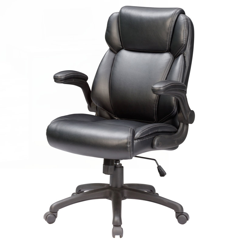 Adjustable Bonded Leather Office Chair with Butterfly Mechanism,360 Degree Swivel Armchair for Study,Office,Gaming,Black