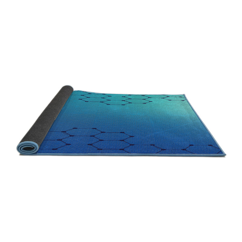 Tapis de zone bleue à motifs, Rond 7 pi