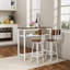Ensemble de 3 tables de bar, 2 tables de bar et chaises avec cadre en métal et support de rangement, table de hauteur comptoir moderne avec 2 tabourets pour la cuisine, la salle à manger et le salon