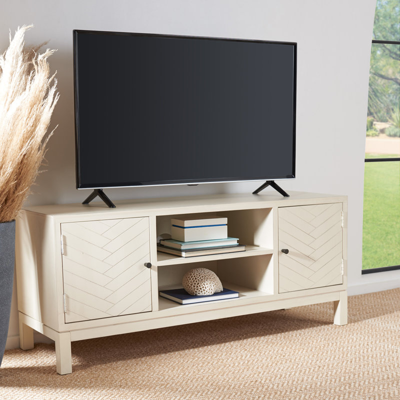 Meuble télé pour téléviseur de 43 po ou moins Lindhilde, Blanc vieilli