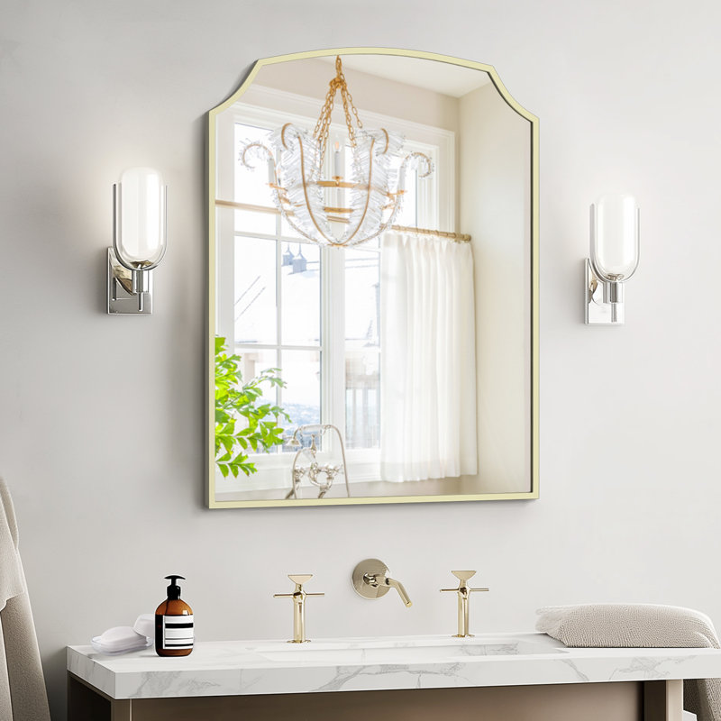 Miroir décoratif en fer forgé, Or, 24 po x 18 po