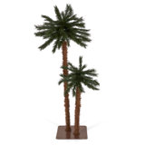 Home Heritage 5' and 3' Prelit Artificial Double Christmas Palm Trees 150 Lights