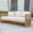 Brewsty Acacia Wood Patio Sofa With Cushions