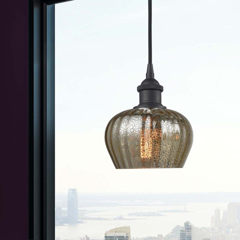 Luminaire suspendu en forme de cloche à 1 lumière Patrina, Mercurisé, Noir mat, Ampoule non incluse