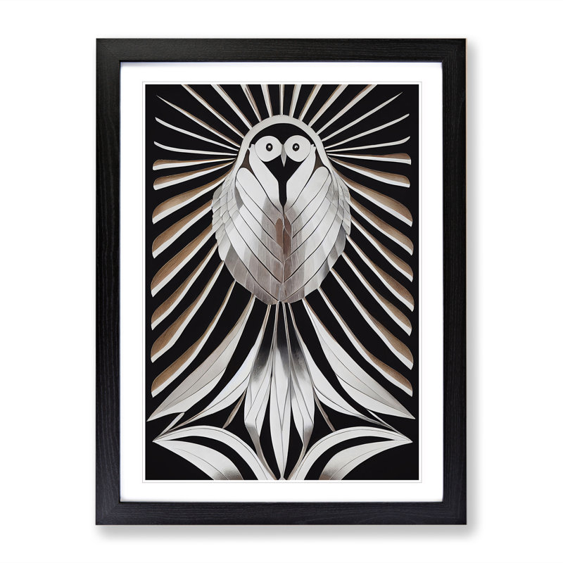 Chrome Bird Abstract - Single Picture Frame Print, Black, 64cm H x 46cm W x 2cm D