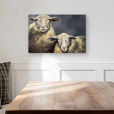Two Sheeps Metal Print for Animal Lovers Home Decor Two Sheeps Metal Print for Animal Lovers Home Decor