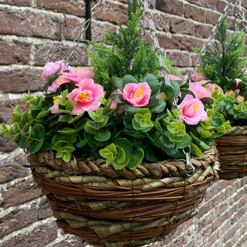 23cm Faux Flowering Topiary in Basket