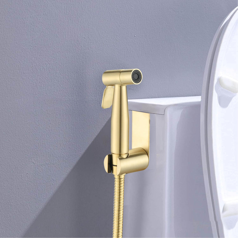 Toilet Bidet Handheld Spray - Brushed Gold Metal, Hygiene Care , Adjustable Jet Intensity, Rust And Corrosion Protected Cloth Diaper Hygienic Bathroom Spray, , & Corrosion