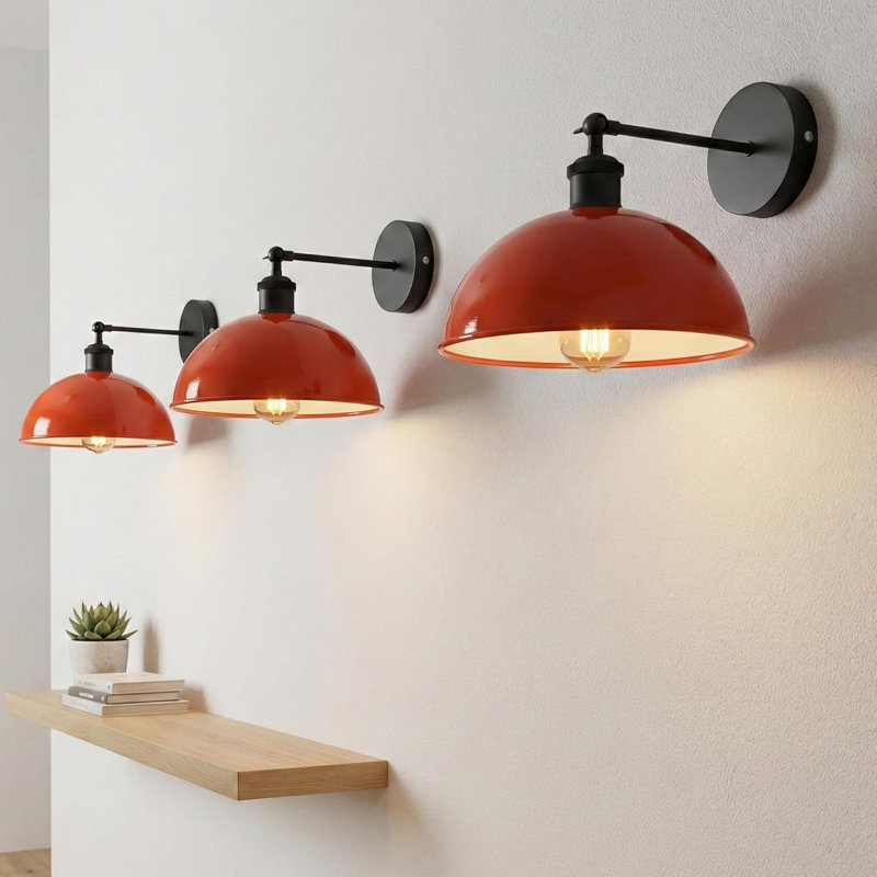 Applique murale Dome en métal, lampe murale industrielle réglable à 180 ° pour les décorations de chevet, d'étude, de cuisine et de salon.