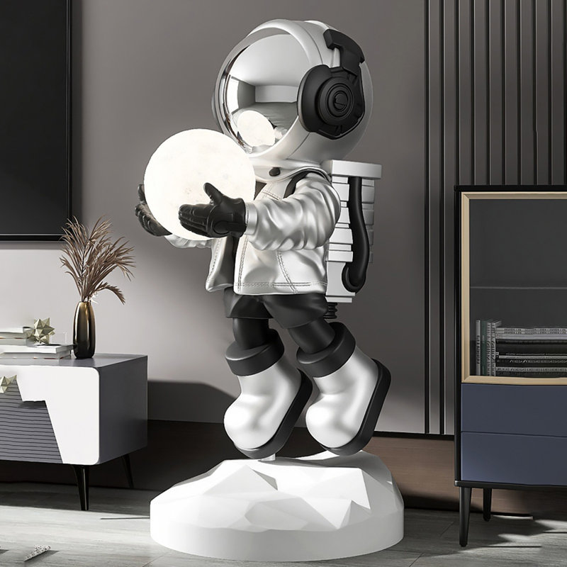 Lampes sur pied en résine argentée, Argent argent