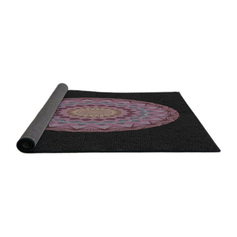 Tapis noir/rose à tisser électrique, Rond 7 pi