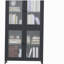 Armoire de rangement classique en métal avec 4 portes en verre et 4 tablettes-1992963784