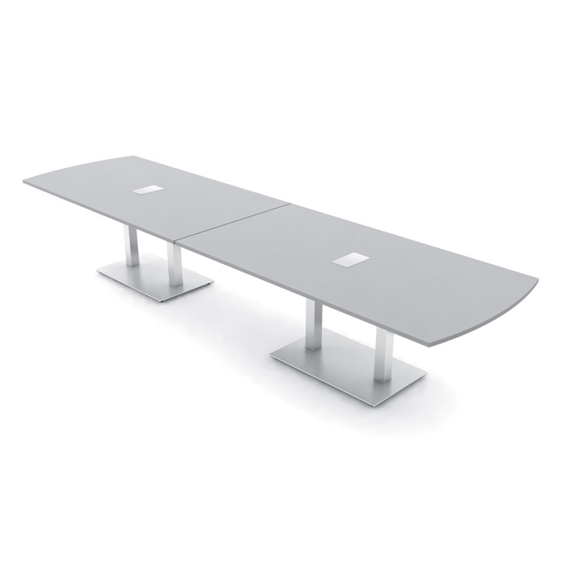 Table de conférence Pavert Arc Unité électrique, H 30 po x l 168 po x P 48 po, Argent, Gris brouillard