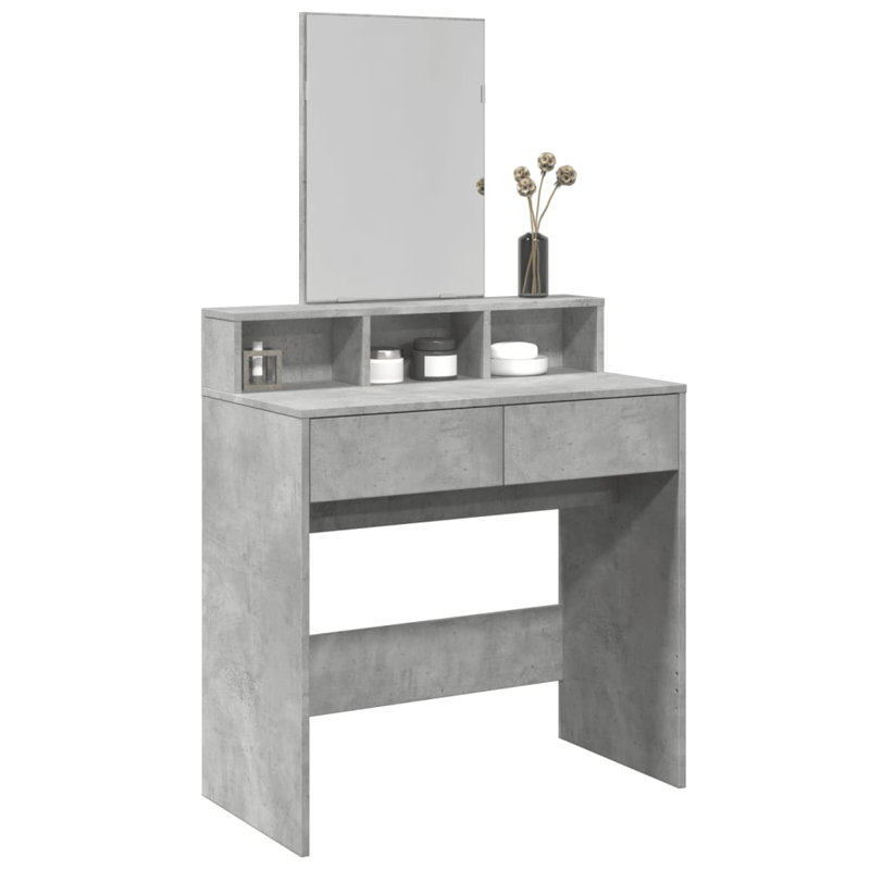 Dressing Table with Mirror, Concrete Grey