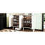 Armoire chic 55,1 * 13,7 * 35,4 pouces avec pieds en bois massif et portes cannelées, blanc, 5 tablettes réglables pour le salon, le couloir, le vestibule, le placard, les pieds de cuisine minimalistes,