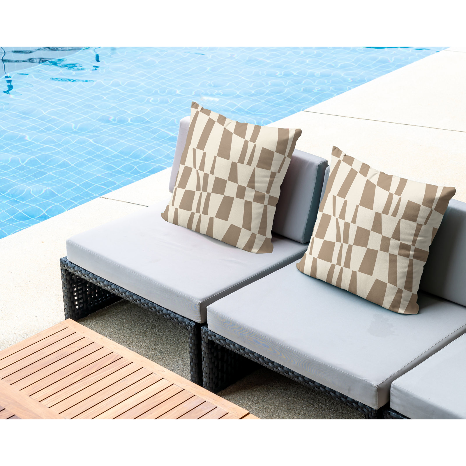 Polyester Throw Square Indoor/Outdoor Pillow Cover & Insert, Beige, 17W" x 17H"