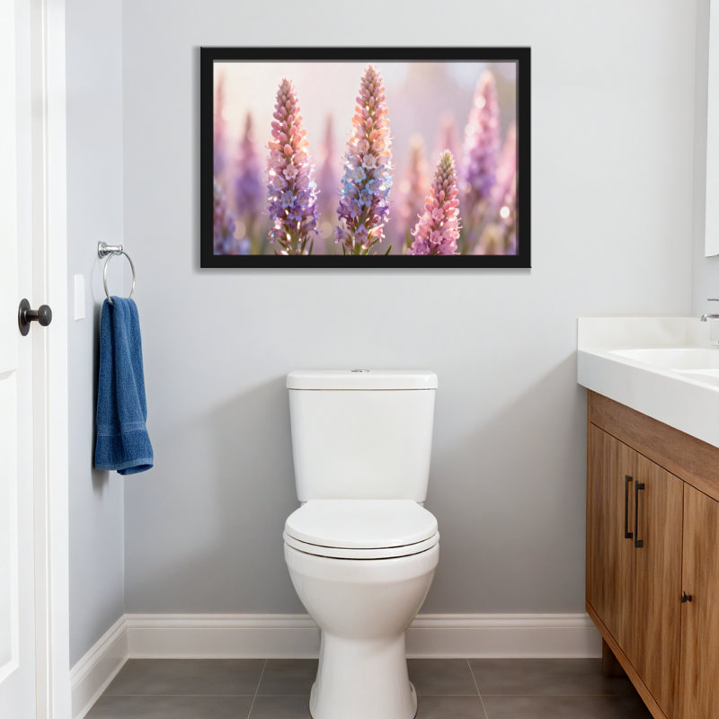 Plantes et fleurs Fleurs pastel sur fond doux, H 16 po x l 24 po, Reproduction encadrée d'une seule photo sans pass, Noir