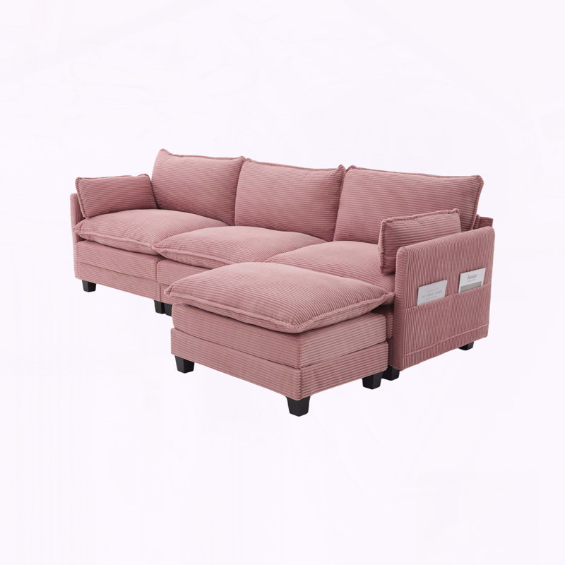 Canapé modulaire surdimensionné avec repose-pieds mobile, Pink