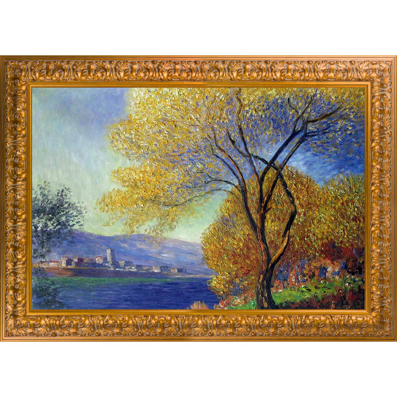 «Antibes, vue de Salis», peinture sur toile, Cadre estampé sicilien