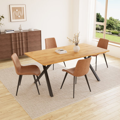Costner 5 Pieces Dining Table Set With Rectangular Wood Top Table And 4 Upholstered Side Chairs