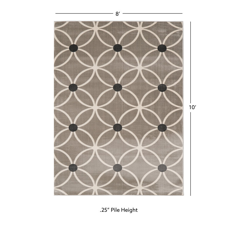 Tapis gris clair et ivoire Audrea, Rectangulaire 8 pi x 10 pi