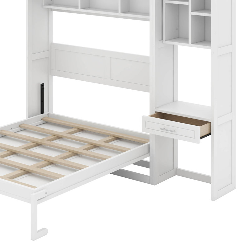 Lit escamotable double pleine grandeur avec bureau
