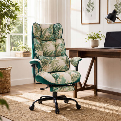 Boho tropical grand et grand 400 lb Fauteuil de direction inclinable ergonomique avec repose-pieds
