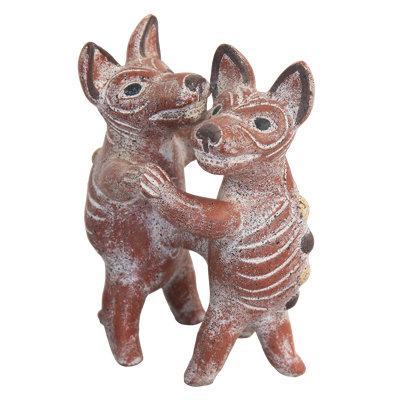 Clay Sculpture Dancing Dogs 