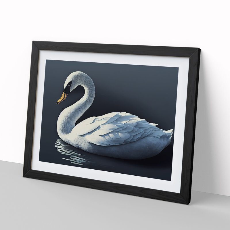 XH1022-8668X Super Swan - Single Picture Frame Print, Black, 25cm H x 34cm W x 2cm D