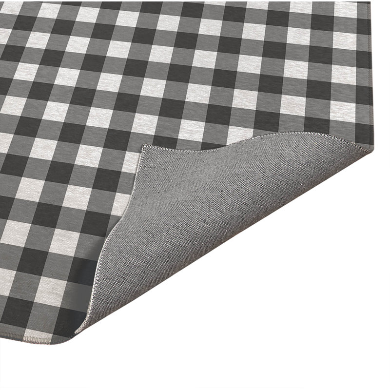 Proper Gingham Indoor Doormat, 36" W x 60" L, Charcoal