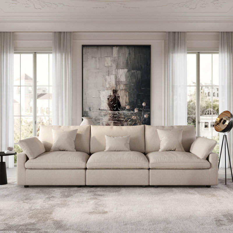 Kyna 119.29'' Slipcovered Sofa, Khaki