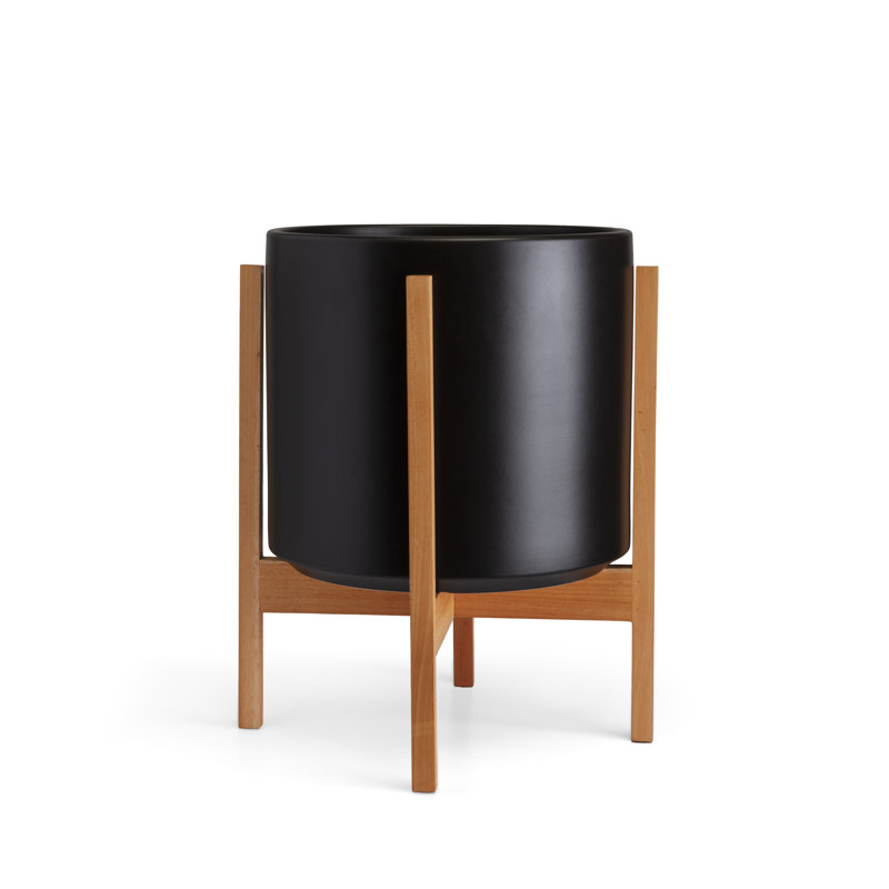 Keyes Pot Planter, Black/Light, 16.25'' H x 13.5'' W x 13.5''