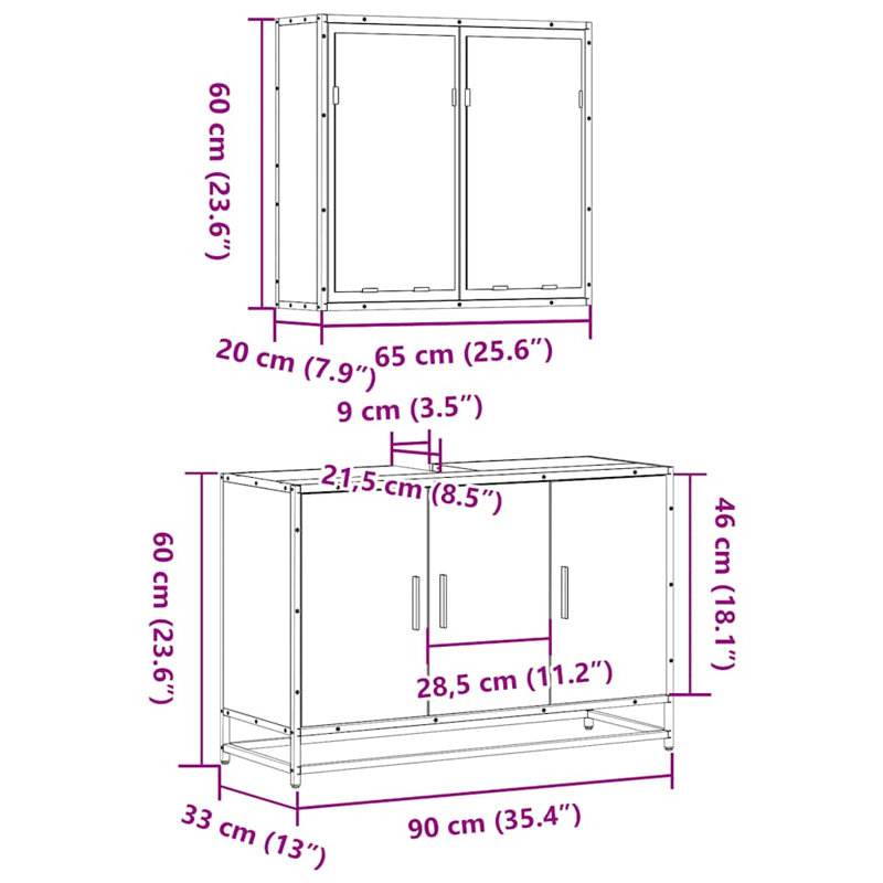 Aloysious Bathroom Furniture Suite, Sonoma Oak