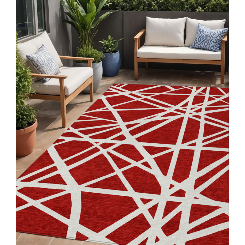 Tapis intérieur / extérieur géométrique lavable 5 pi x 8 pi HomeRoots