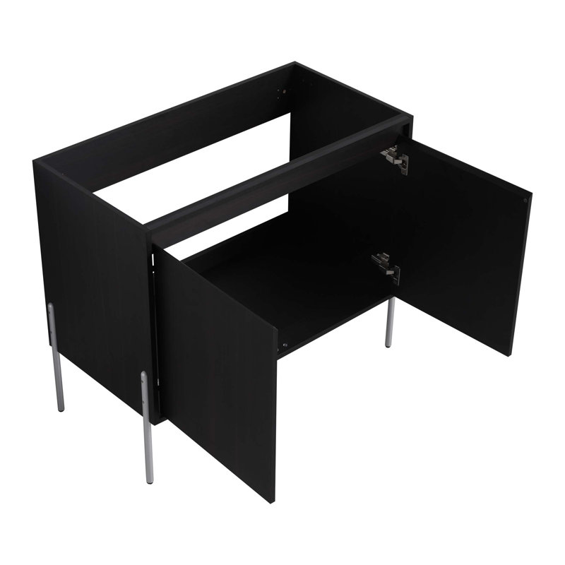 Meuble-lavabo sur pied 36 po avec lavabo en résine, armoire de rangement avec portes à fermeture douce 36 po
