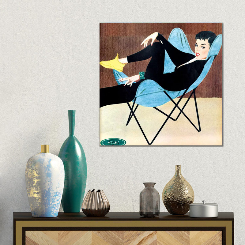 1951 Woman Magazine Plate 1 Piece Wall Art on Canvas, 66.04 cm H x 66.04 cm W x 3.175 cm D, Canvas