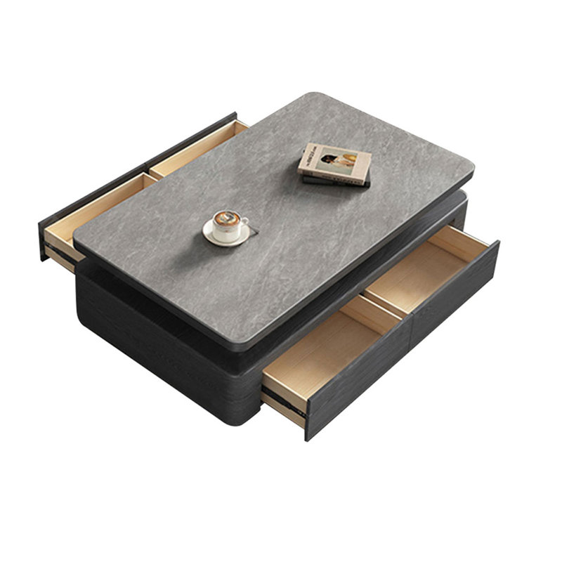 Table basse rectangulaire en bois manufacturé gris, H 16,54 po x L 51,18 po x l 27,56 po