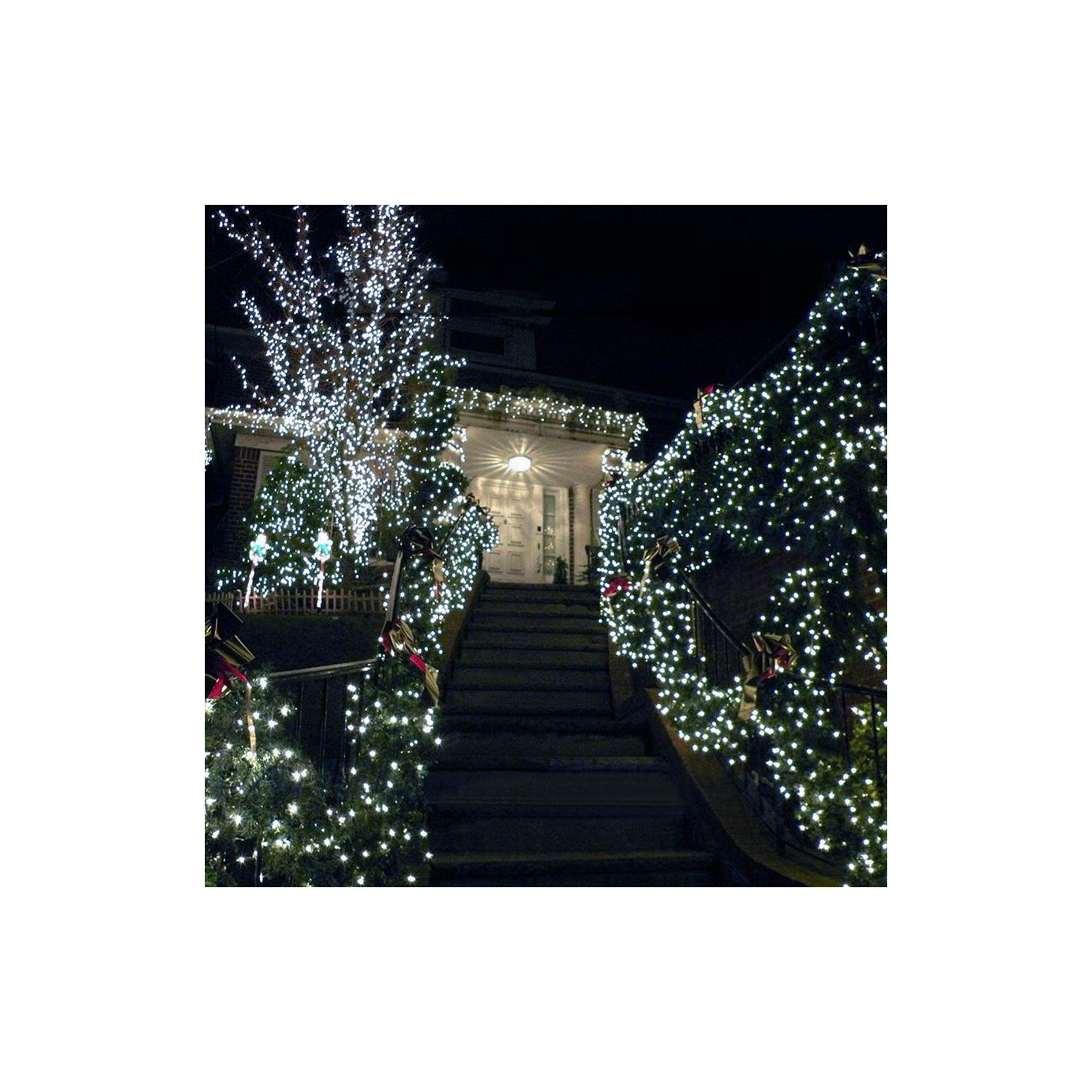 Outdoor LED String Lights with Modes, Cool White, 787"