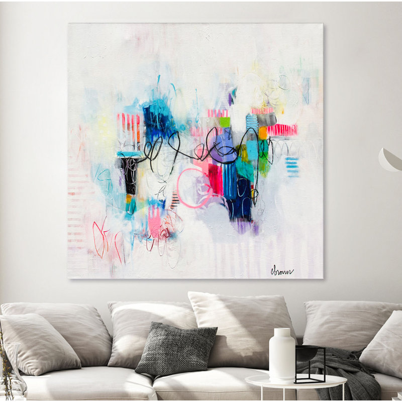 Possibilities of the Heart Pink and Blue Abstract Canvas Art Print 84 in.