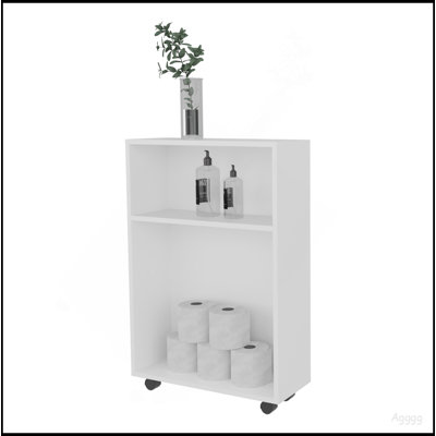 Concho Rolling Storage Cart,  Versatile Compact Design For Easy Bathroom And Home Organization, White