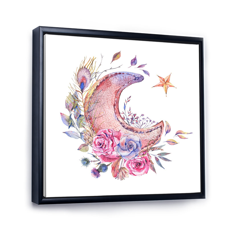 Reproduction d'art sur toile rose et mauve avec roses II - Bohème et éclectique, H 30 po x l 30 po x P 1 po