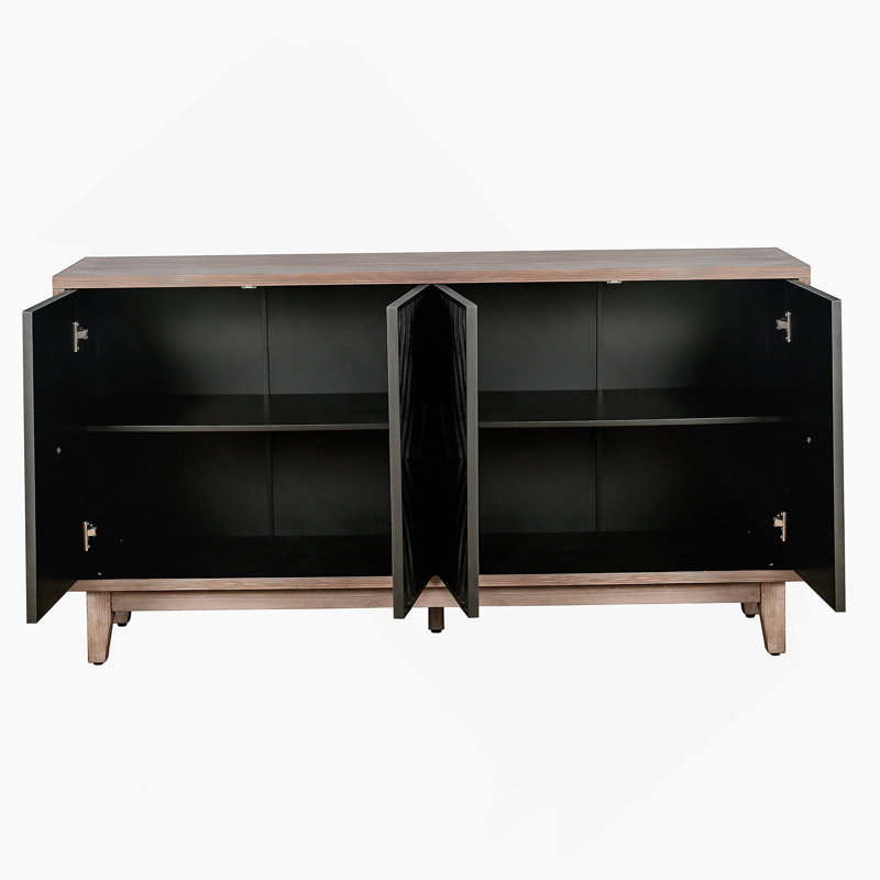 Crédence de style armoire Mid Mid Century, Noir antique