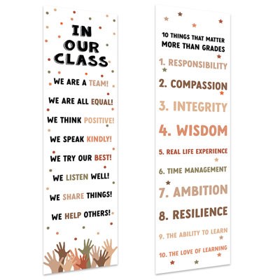 13"X48" Large We Are A Team Classroom Banner Sign For Teachers, Wall Decor Diversity Theme Boho Gender Neutral, 2-Pk