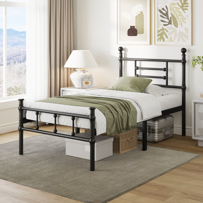 Wavely Metal Platform Bed with Headboard and Underbed Storage